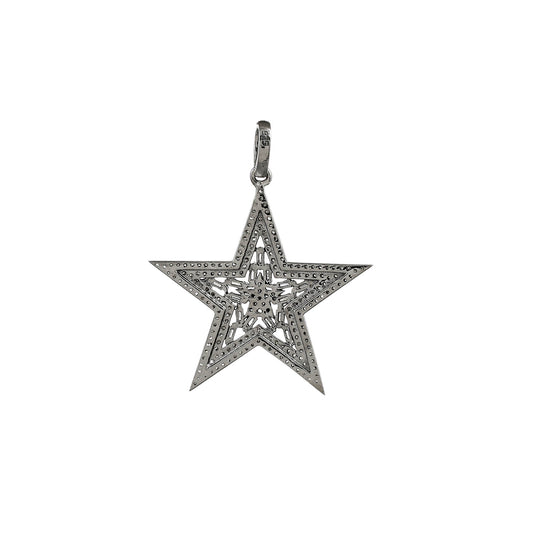 Wishing Star Diamond Baguettes Silver Pendant