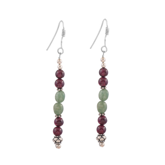 Garnet and Green Aventurine Earrings