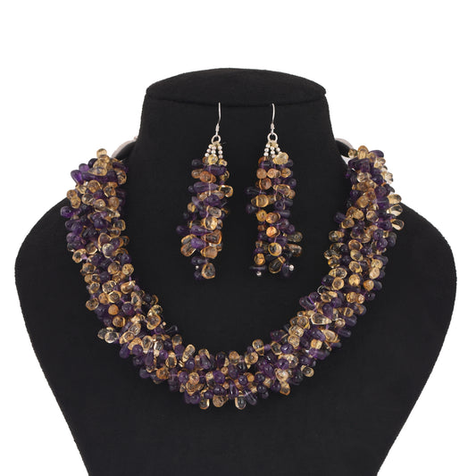 Citrine Amethyst Necklace Set