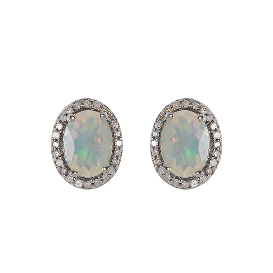 Opal & Diamond Studs