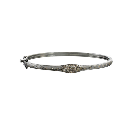 Diamond Classy Silver Oval Bangle