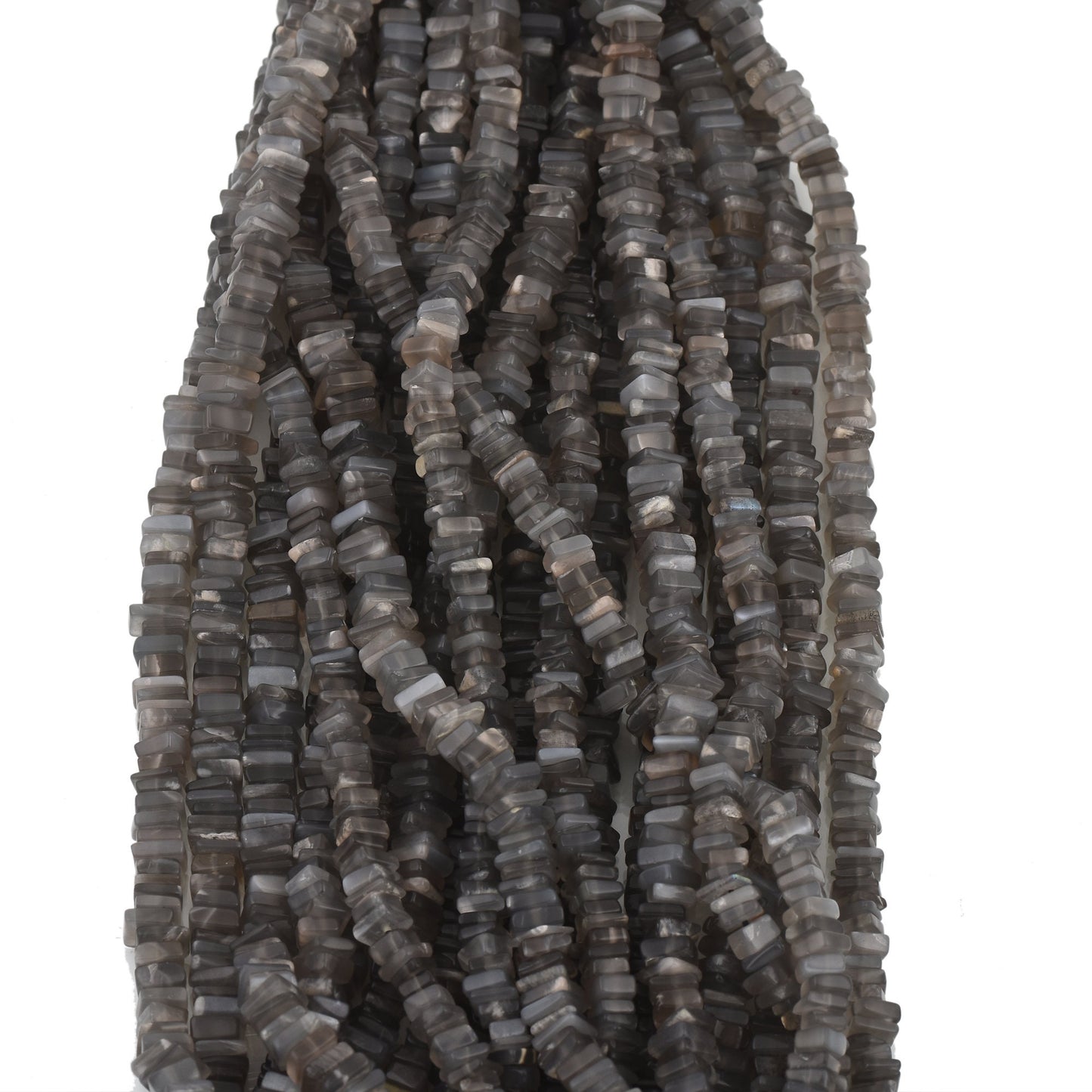 Natural Grey Moonstone Gemstone Beaded Strand