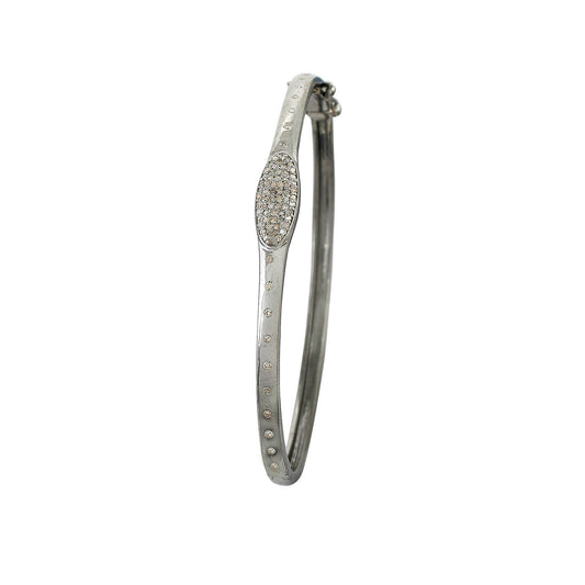 Diamond Classy Silver Oval Bangle