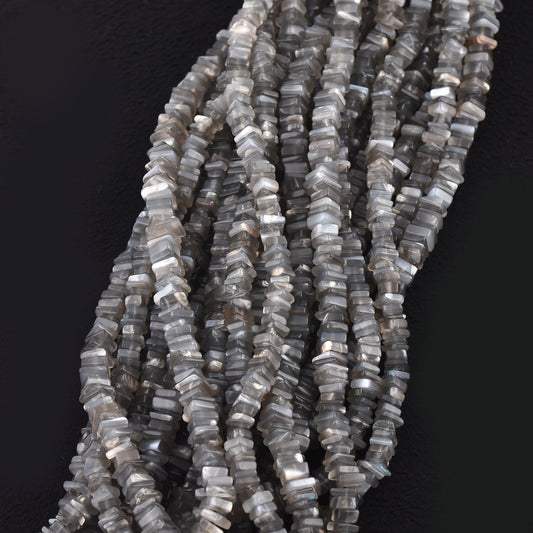 Natural Grey Moonstone Gemstone Beaded Strand