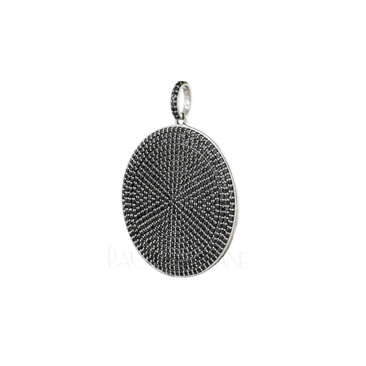 Circle Black Spinel Silver Pendant