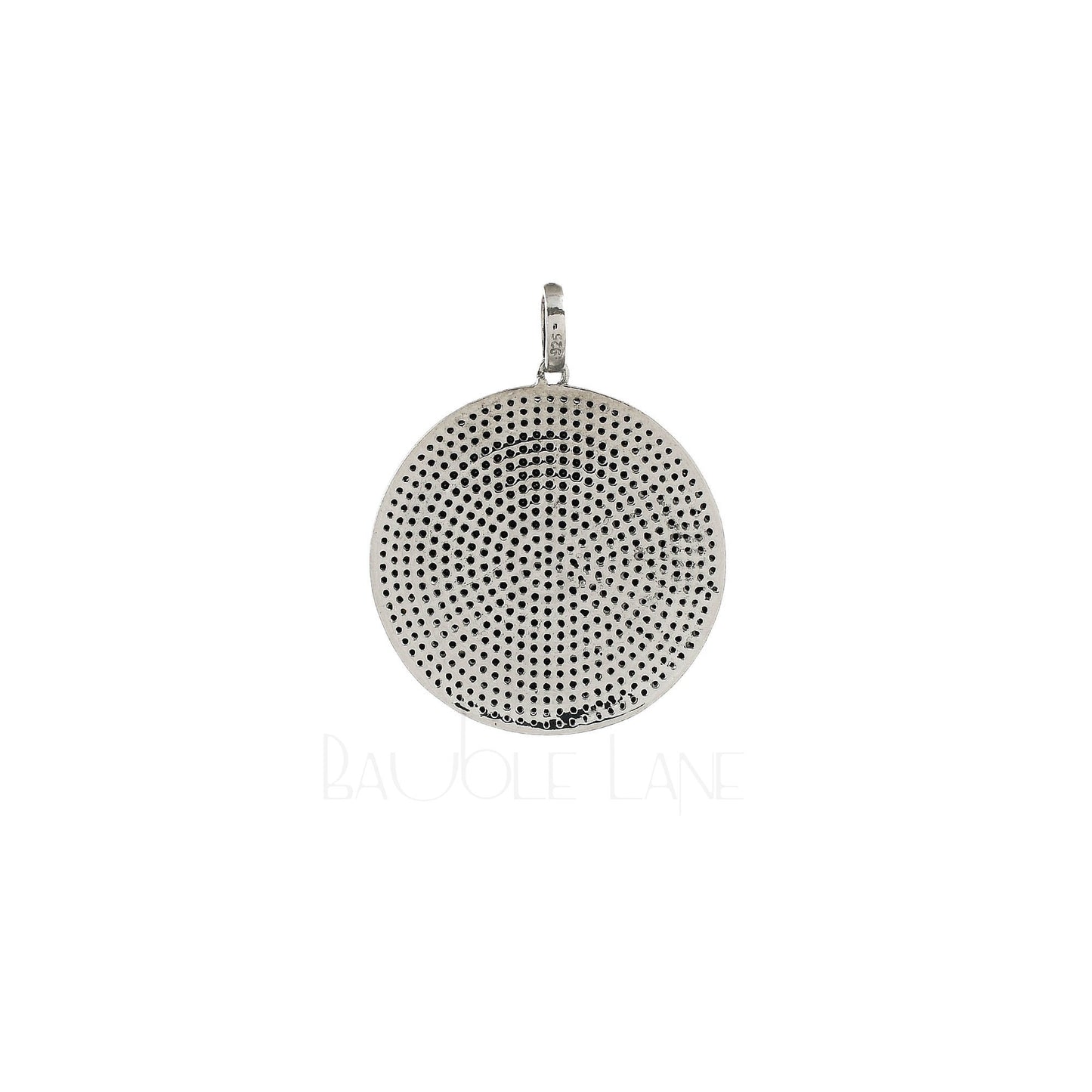 Circle Black Spinel Silver Disc Pendant