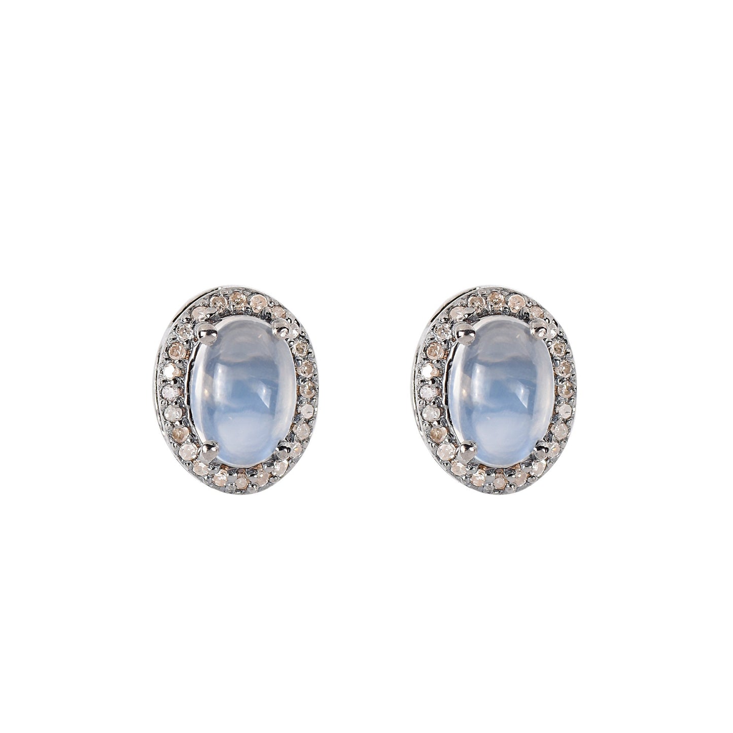 Moonstone & Halo Diamond Earring