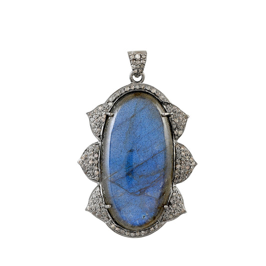Labradorite Pave Diamonds Pendant