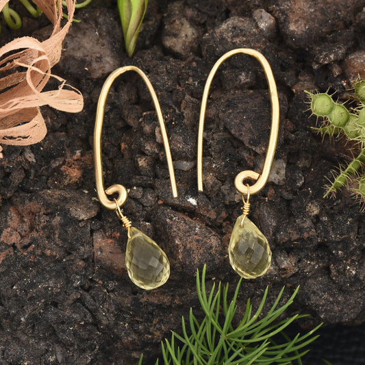 Lemon Quartz Drop Earrings