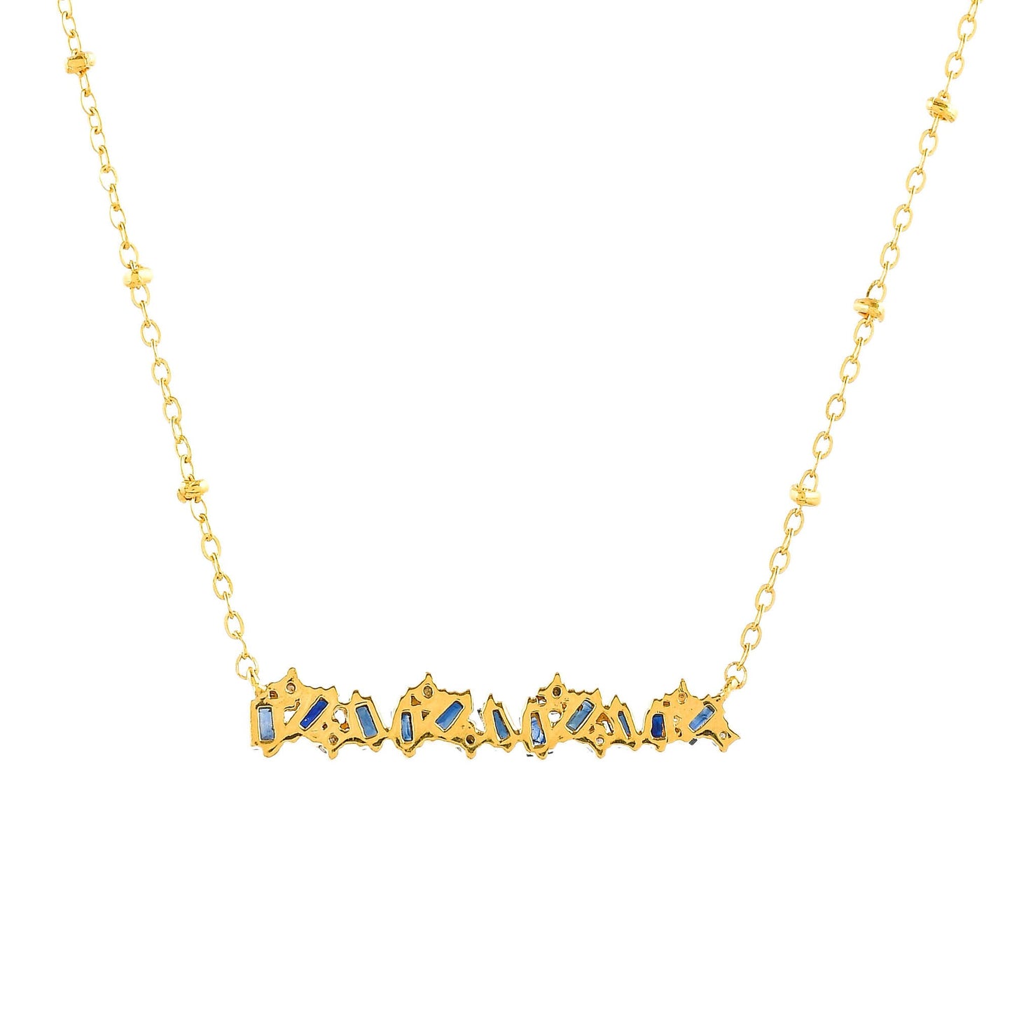 Diamond Cluster With Blue Sapphire Necklace