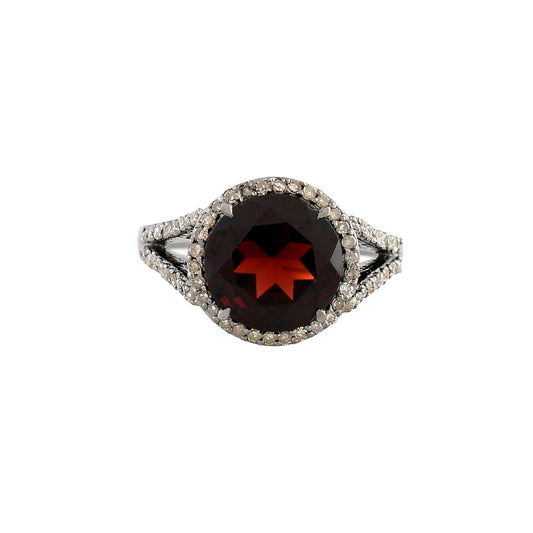 January Garnet Diamond Ring