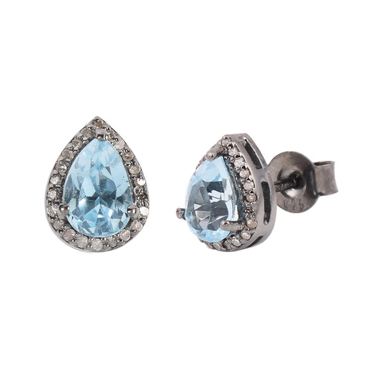 Diamond & Blue Topaz Earrings