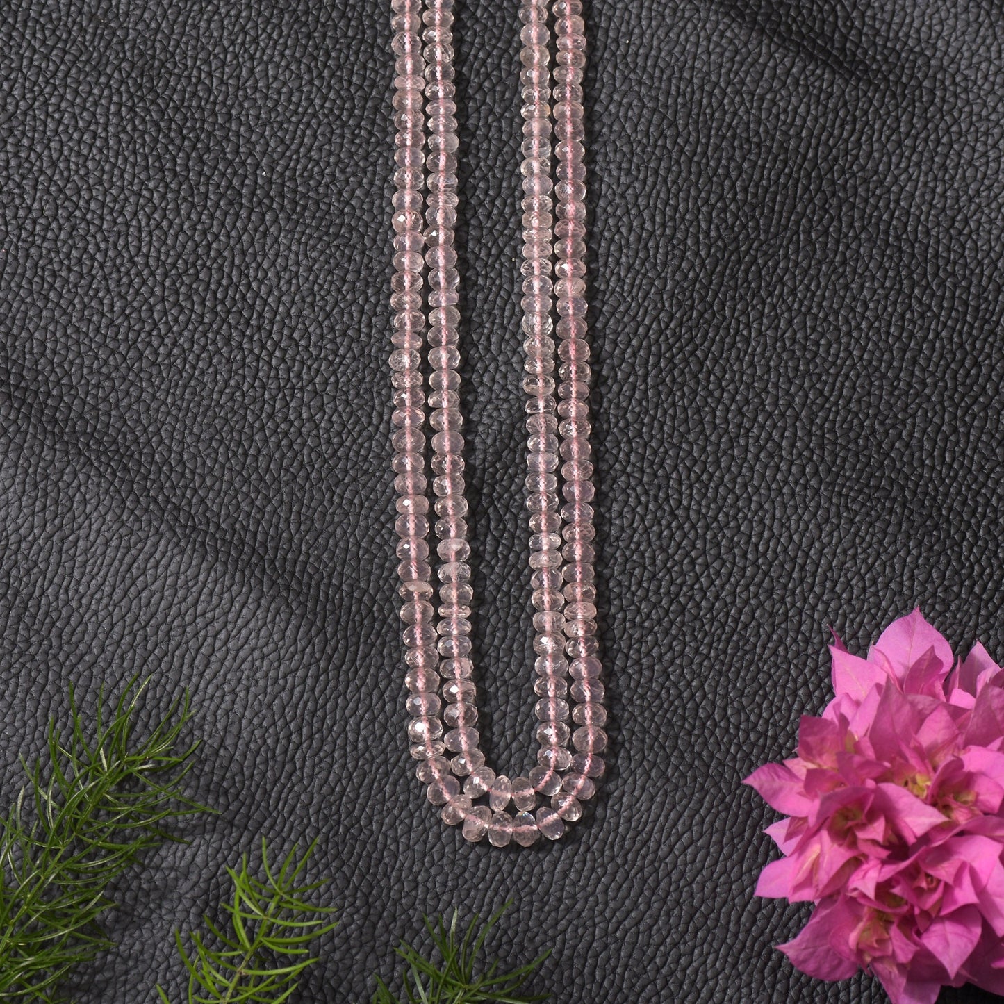 Rose Quartz Beaded Gemstone Necklace