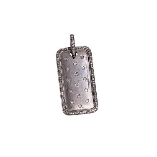 Rectangular Diamond Silver Pendant