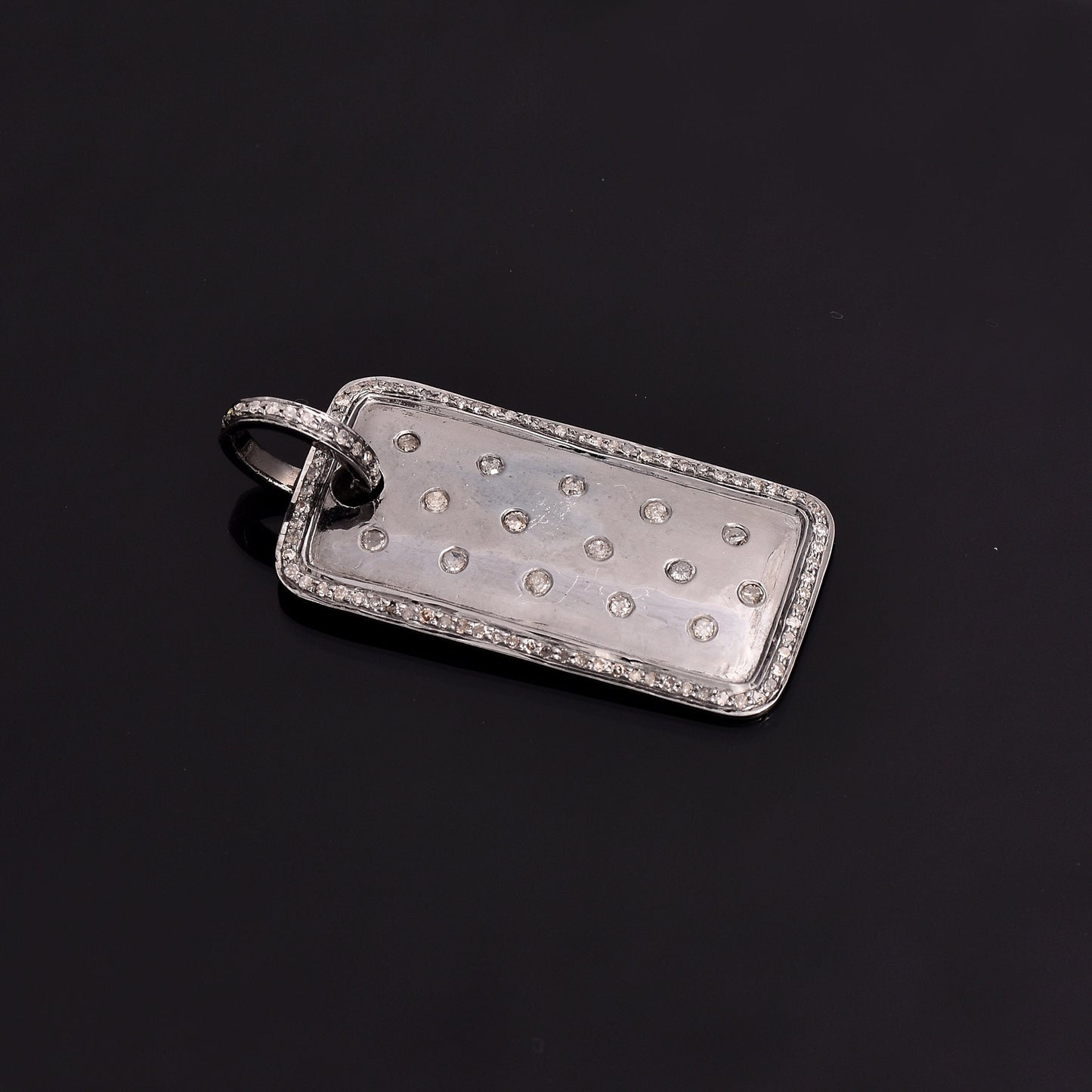 Rectangular Diamond Silver Pendant