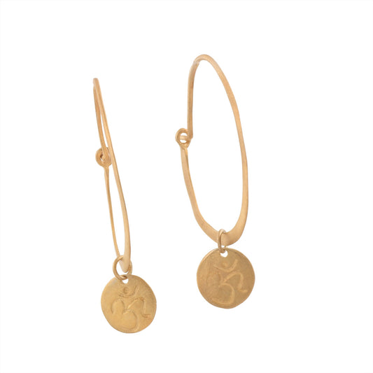 Om Charm Drop Hoops - Ohm Earrings