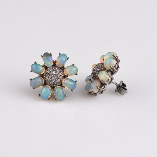 Sunset Evening Flowers Opal Stud Earring