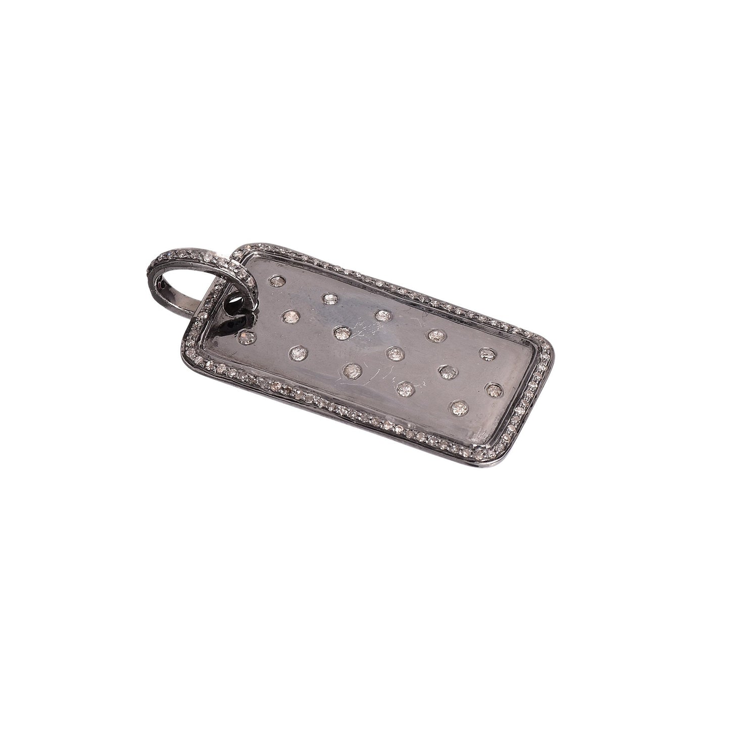 Rectangular Diamond Silver Pendant