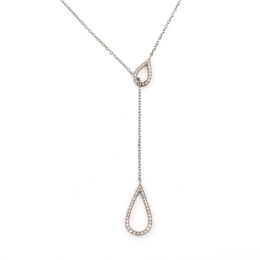 Y Lariat Teardrop Diamond Dainty Necklace